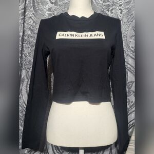Calvin Klein Jeans Black Long Sleeve Crop Top